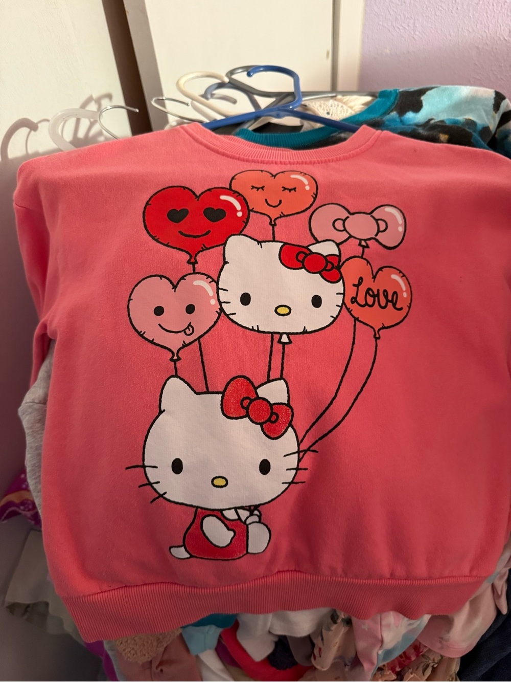 Sanrio Hello Kitty Coral Pink Balloon Graphic Sweatshirt